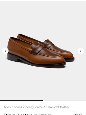 Men's Classic Penny Loafers in Brown Leather - size 43. Never worn